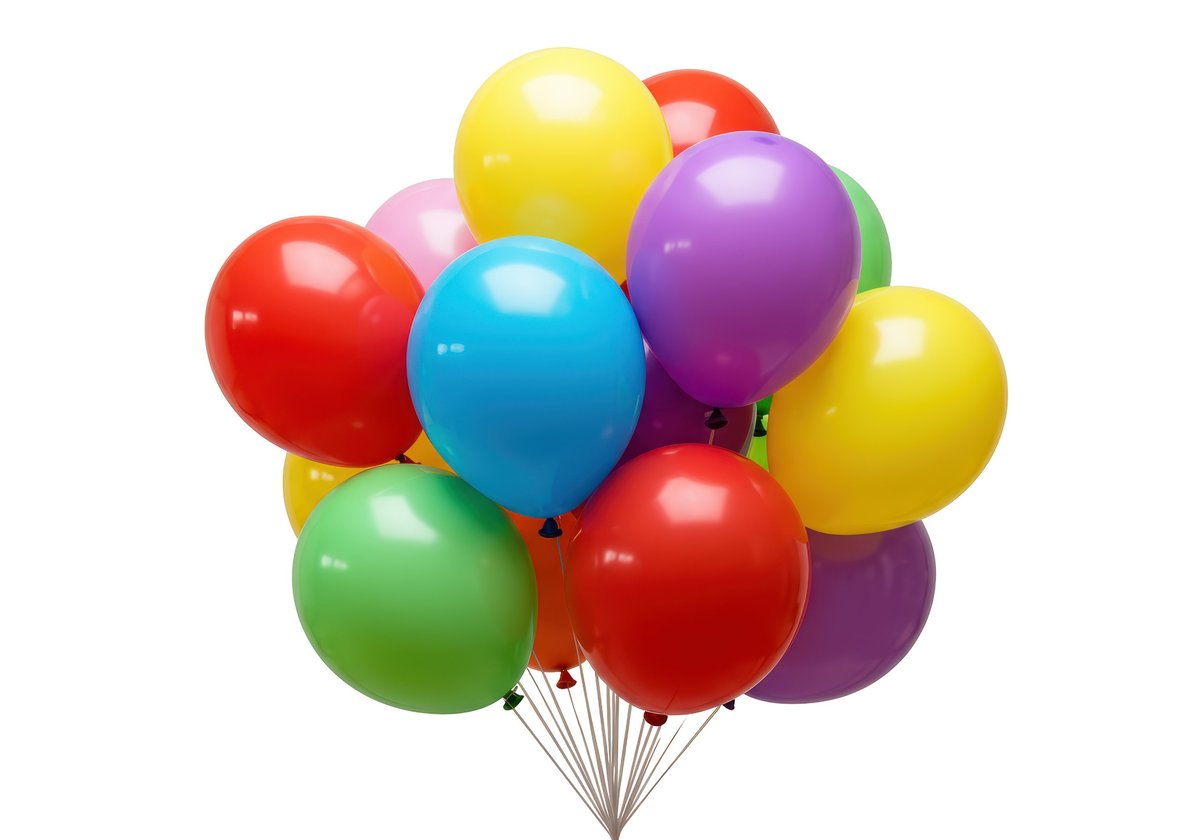 Isolated Bunch of Festive Multicolored Balloons for Celebration